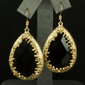 Our "Corinna" Authentic Onyx teardrop earring in glistening gold! $42