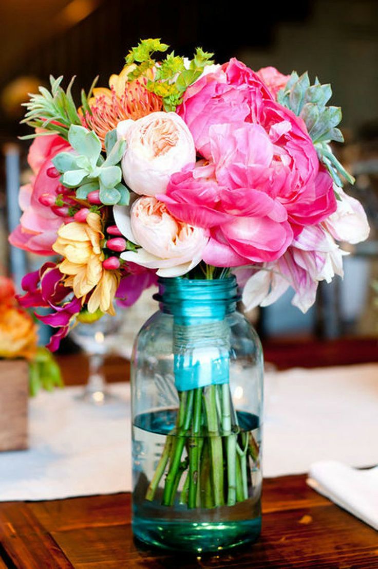 Picture 40 of Wedding Flower Arrangements Mason Jars